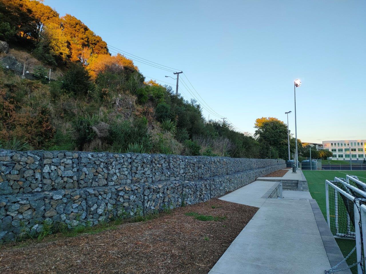 Gabion retaining wall structure